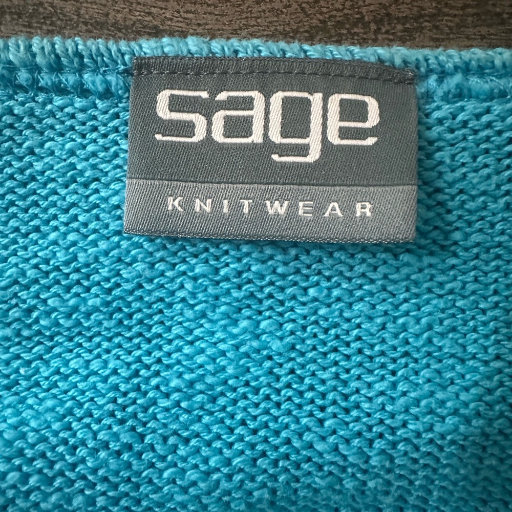 Sage aquamarine color V-Neck Women's Sweater - Picture 8 of 9